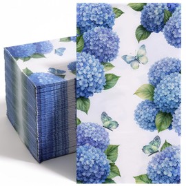 100Pcs Hydrangea Paper Napkins, Bathroom Napkins Guest Disposable