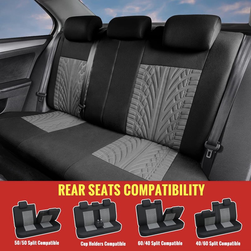 AUTOYOUTH Gray Three Row Car Seat Covers Full Set (7