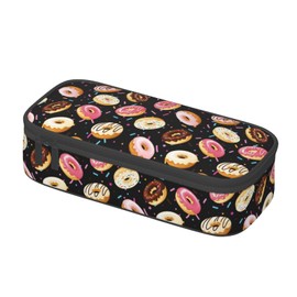 Geoocii Donut Black Large Capacity Pencil Case Organizer Pencil Pouch Stationery With Zipper School Supplies Pencil Bag For Girls Boys Teens Adult Office