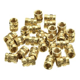sourcing map Knurled Insert Nuts, 80Pcs M6 x 10mm L x 8mm OD 3D Printing Brass Nuts Female Threaded Inserts Brass Heat Set Insert Embedment Nut