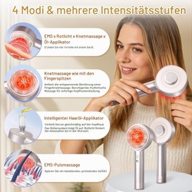 ATAUSD Head Massager Electric 4-in-1, EMS, IPX7 & Oil Applicator, Gold