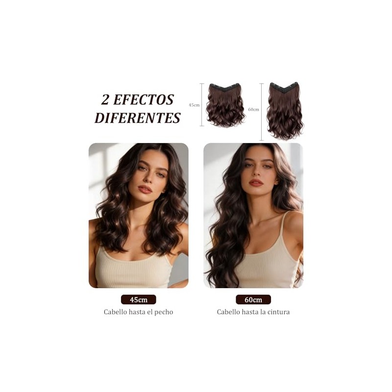 Extensiones de Cabello con Clip Invisibles, Juego de 2 Piezas