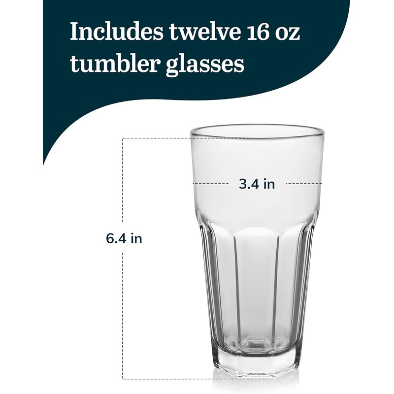 Libbey Gibraltar Drinking Glass Drinking Cup Set, Iconic Heavy Base