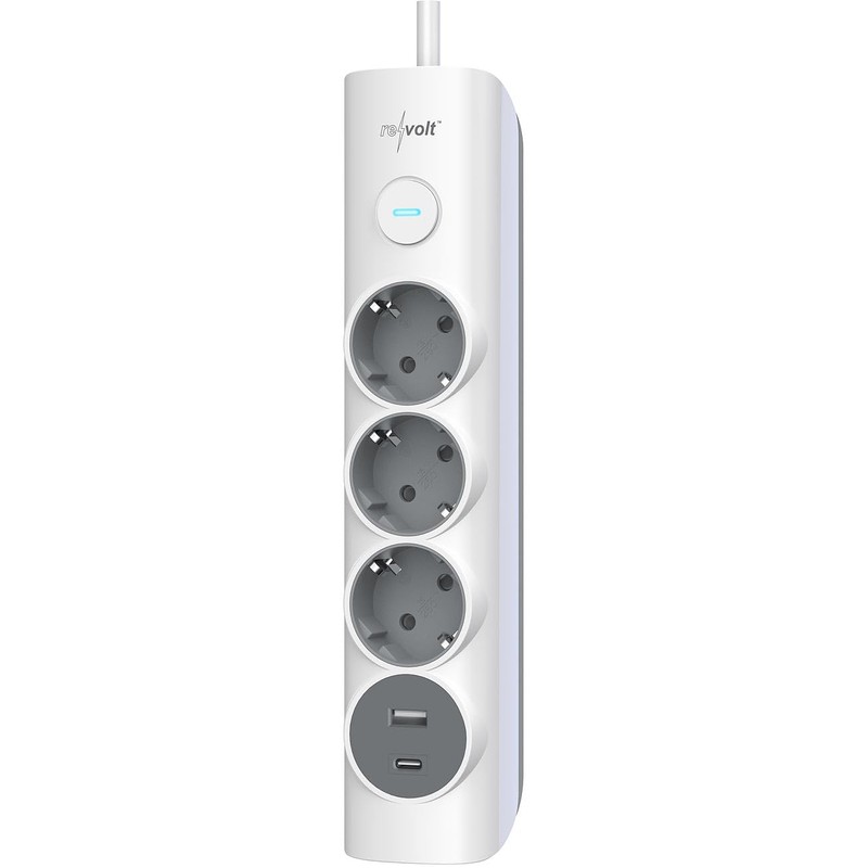 revolt Wall Power Strip: 3-Way Power Strip with USB-A and