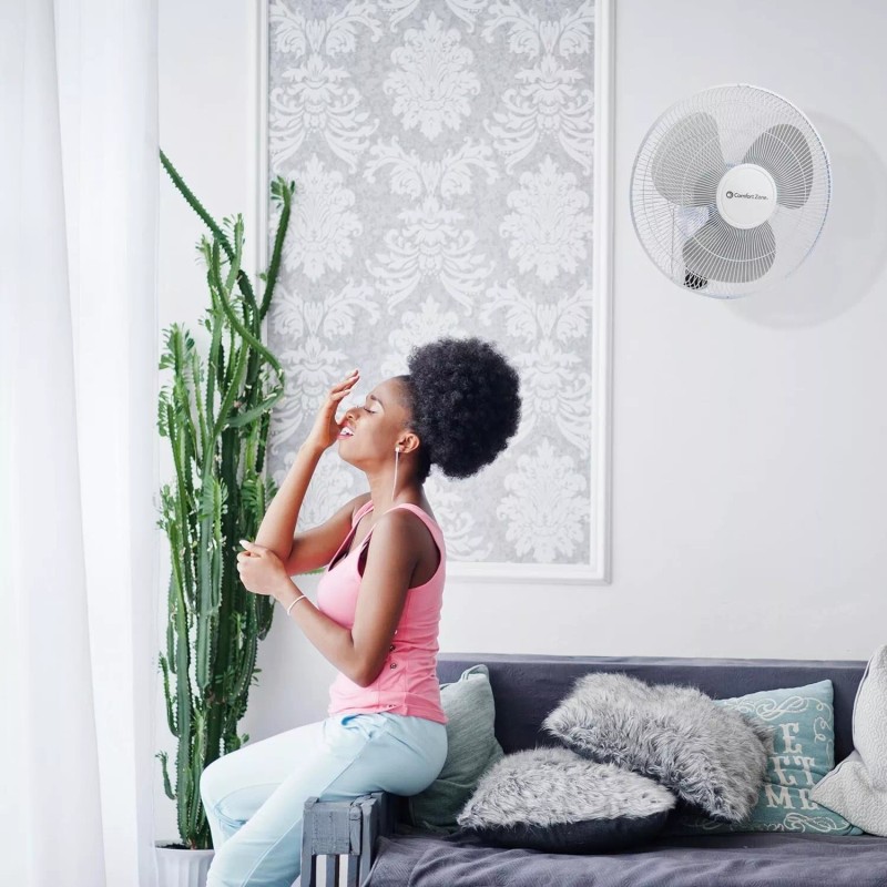 Comfort Zone 16" 3-Speed Oscillating Wall Mount Fan with Remote