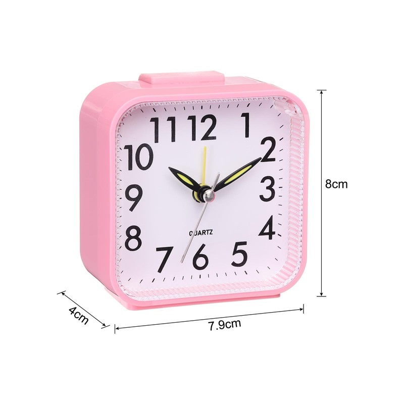 uxcell Small Battery Operated Analog Alarm Clock, Square Travel Clock