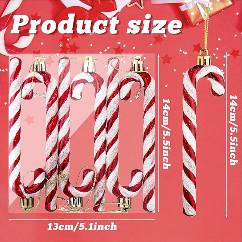 6 PCS Candy Cane Christmas Decorations,Christmas Candy Cane Decoration,Christmas Decorations,Candy