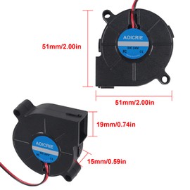 AOICRIE 3D Printer Fan Pack of 4 DC 24 V 2 Pin Mini Fan, 50 x 50 x 15 mm 3D Printer Fan with 30 cm Cable, Turbo Fan Cooling Fan, Radiator Fan, 3D Printer Accessories (4 Pieces)