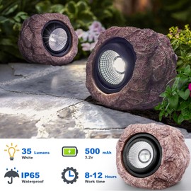 Cloud sakura Outdoor Solar Rock Light, Waterproof LED Solar Spotlight, Garden Landscape Lights, Decorative Garden Rock Lights for Paths, Sidewalks, Patio and Landscaping - 4 Pack
