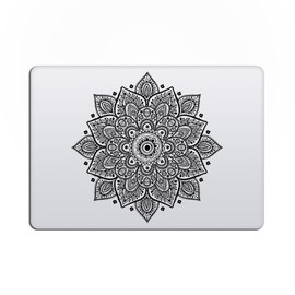 Artsybb Black Mandala Laptop Sticker - Waterproof Transparent Large Vinyl Decals Partial Skin - Compatible with Computer Laptops & MacBook 13 15 Mac