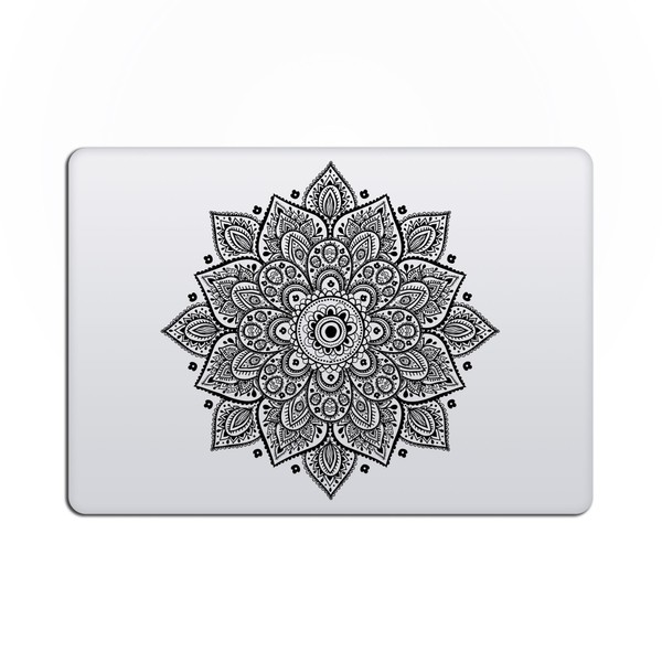 Artsybb Black Mandala Laptop Sticker - Waterproof Transparent Large Vinyl