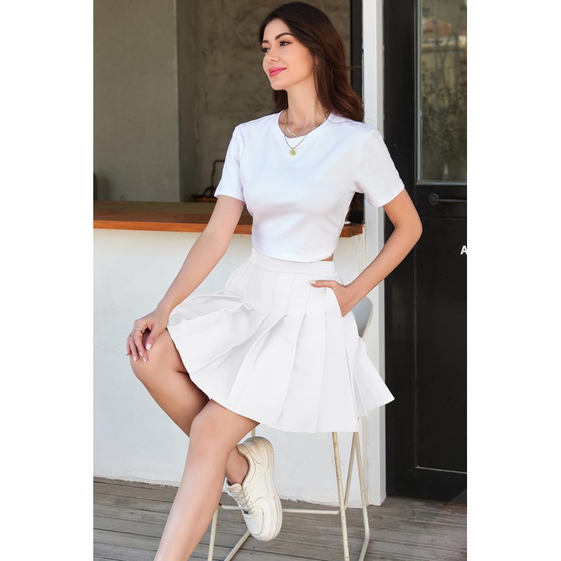 SANGTREE Falda Plisada para niñas con cómoda Banda elástica Casual,