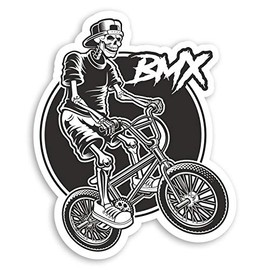2 x 10cm Skeleton Biker Vinyl Stickers - Bike BMX Laptop Sticker #20751 (10cm Tall)