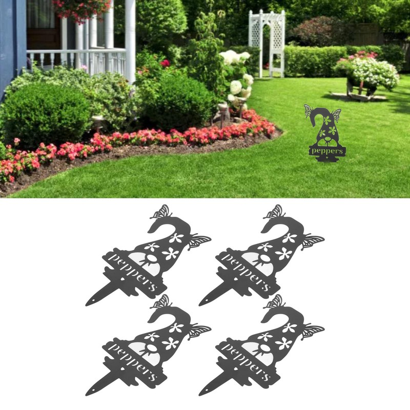 4pcs Gnome Plant Markers Rustproof Metal Plant Labels Fruits Vegetable