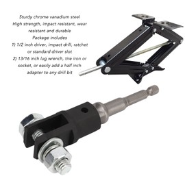 Car Scissor Jack Adapter | 1/2 Inch Socket forand Double Hole Jacks | Strong Chrome Vanadium Steel | Fits Most Scissor Jacks | Includes Tools | Professional Craftsmanship