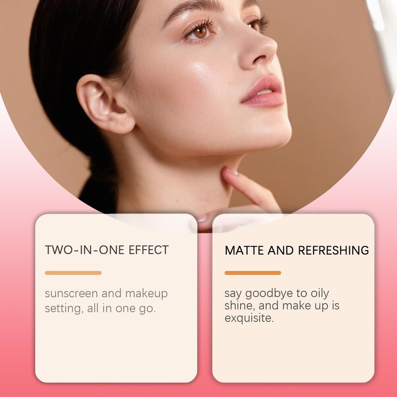 Mineral Sunscreen Setting Powder, SPF 50 Transparent Brush Powder, Long-Lasting,Lightweight