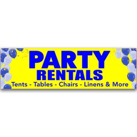 Party Rentals Vinyl Banner 10 Feet Wide by 3 Feet Tall