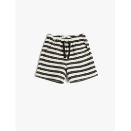 Koton Baybboys Drawstring Pockets Cotton Textured Shorts, navy stripe(01m)