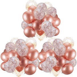 XEANCO Balloons 50 Pcs, Beautiful 10 inches Latex Balloons, Party Balloons, Wedding Balloons for Decoration, Perfect for YOUR beautiful Parties, Birthdays (Rose Gold & Confetti-50 Pcs) (XB-1)