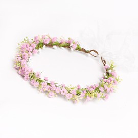 Yili Maizi Babys Breath Girl Pink Flower Crown Artificial Floral Headband Headpieces Headband Hair Wreath Accessories Photo Prop