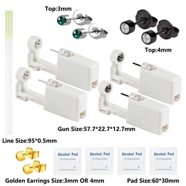 Self Ear Piercing Kits - 18pcs/Set Painless Disposable Sterile Gun with Hypoallergenic Studs,Safety Ear Piercing Gun Kit Tool (Silver207+Black316)