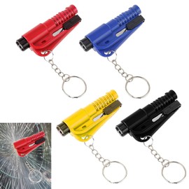 MADGININE Car Window Breaker 4 Pcs Emergency Keychain, 3 in 1 Survival Whistle and Glass Breaker & Seatbelt Cutter, Keychain Car Emergency Tool