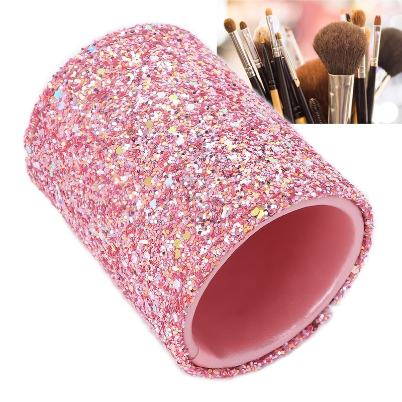 Makeup Brush Holder, Large Capacity Round Handcrafted Cosmetics Brushes Storage