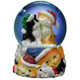 The San Francisco Music Box Company Christmas Cats Musical Snow Globe