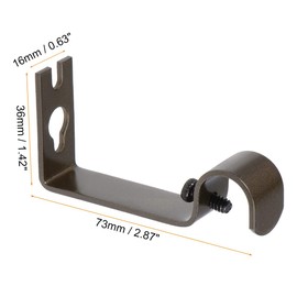 uxcell Curtain Rod Bracket Iron Single Holder Support for 16mm Drapery Rod, 73 X 36 X 16mm Brown 2Pcs