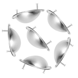 DRELD 6Pcs Shell Cup Pull Handles, Decorative Pull Knobs with 12 Screws Furniture Hardware Set for Retro Door, Kitchen Drawer, Vintage Cabinet, Vintage Cupboard, Store Showcase (Silver)