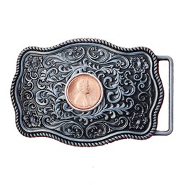 US 1991 Lincoln Cent BU Uncirculated Coin Silver Belt Buckle NEW - Beautiful Western Scroll Design - Lucky Penny