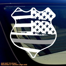 OwnTheAvenue Support Corrections Officers Thin Silver Colored Line Distressed Flag Decal 5"