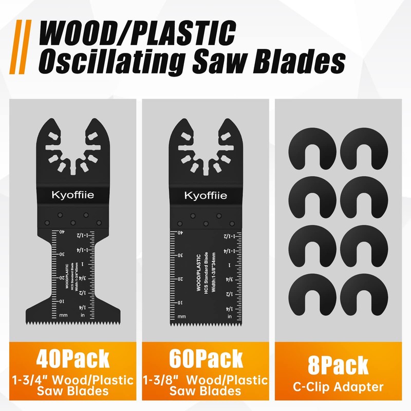Kyoffiie 100Pcs Oscillating Saw Blades, Quick Release Multi Tool Blades