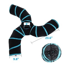 Cat Tunnels, Pet Ferret Rabbit Bunny Tunnels Tubes Subway Habitats, S-Style, DIY Cat Peekaboo Maze House Tent Bed, Kitten Interactive Toy (S Type: 3 Way Tubes)