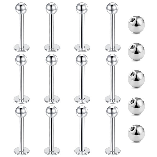Gojewen 12 Lip Piercing Studs 1.2 mm Surgical Steel Piercing