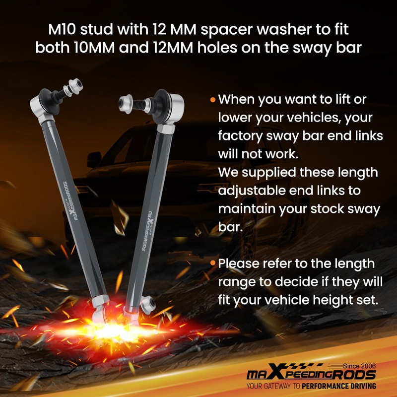 maXpeedingrods Universal Adjustable Sway Bar End Links 280mm-330mm | M10