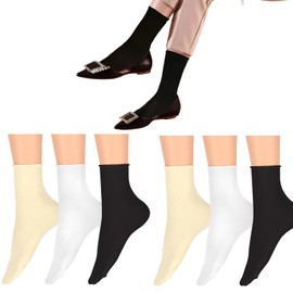 KUANINUNAR 3 Pairs Women'S Ankle High Sheer Dress Socks Sheer Mesh Stockings Thin for Women (US, Alpha, One Size, Regular, Regular, White/skin/black-S)