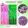2 Pack Pink and Green Shiny Tinsel Foil Fringe Curtains