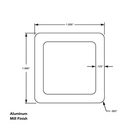 8020, 8111, 1" x 1" Structural Square Aluminum Tube, Wall Thickness .125", Seamless Square Tubing 80/20 DIY Industrial 1 Inch x 1 Inch Metal Profile (24" Long)