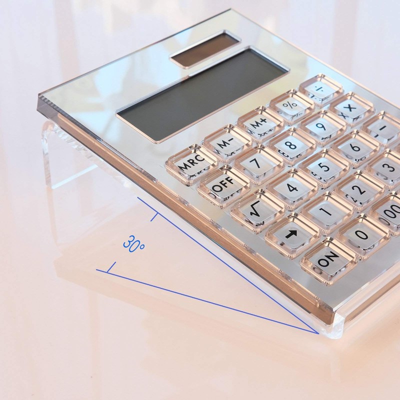 EXPUTRAN Acrylic Calculator with Stand, Battery and Solar Hybrid Powered