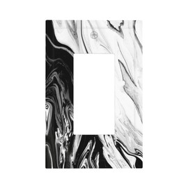 Abstract Marble Ink Texture 1 Gang Rocker Light Switch Cover Single Rocker Decorative Wall Plates Cover Black White GFCI Electrical Switchplate Faceplate Modern Aesthetic for Home Decor