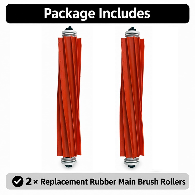 FUNFDWU 2-Pack Rubber Roller Brush, Replacement Parts Compatible with Roborock