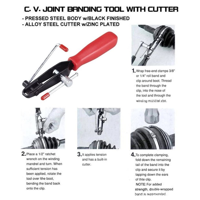 2pcs CV Joint Clamp Set Metal Ear Type Boot Banding