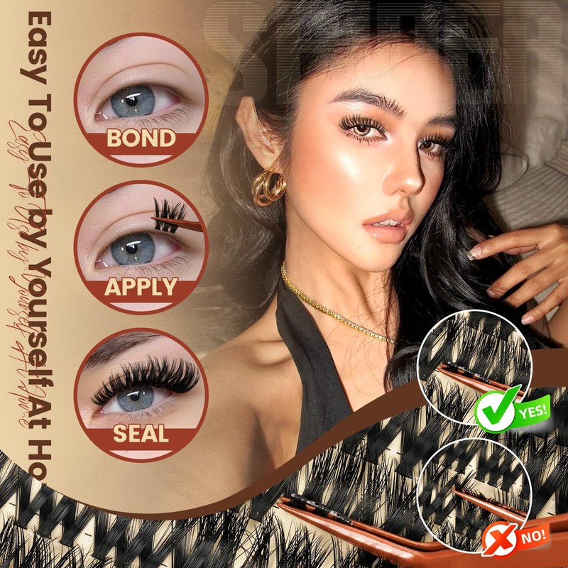 Astra Lash Clusters Kit, D Curly 10-18mm Wispy Individual Lashes