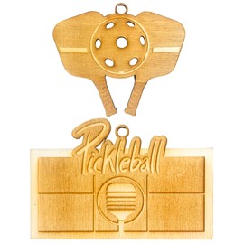 Wooden Pickleball Christmas Ornaments, Decorative Sports Themed Accessory for Tree, Unique Holiday Decor, 3 Inches (Pack of 2)