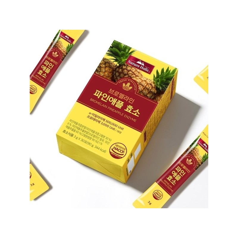 네이처홀릭 브로멜라인 파인애플 효소 3박스 총90포 3개월분 Natureholic Bromelain Pineapple