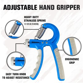 SOLARA Hand Gripper Set of 5, Finger Exercise Equipment Hand Grip for Gym, Hand Grip Strengthener & Hand Exercise Equipment, Mobile app with 5 eBooks and 50 Plus Videos, Blue