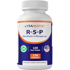 Vitamatic R-5-P Riboflavin-5-Phosphate (Vitamin B2) 50 mg | 120 Capsules | High Potency, Easy-to-Swallow Vegetarian Capsules