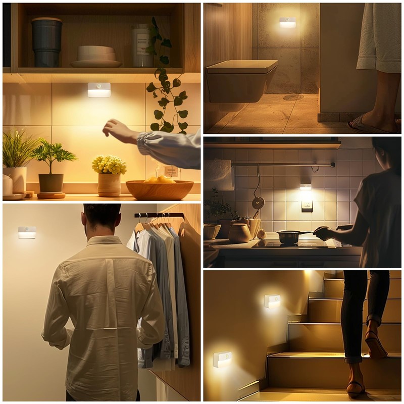 Guankai 8 Pack Motion Sensor Stair Light for Indoor, Battery
