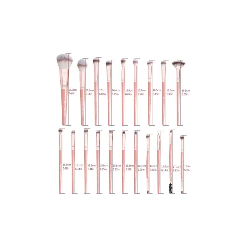 Brochas De Maquillaje Kit 20 Pcs Para Maquillaje Profesional Rosa